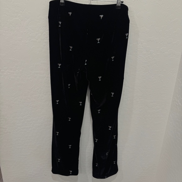 J. McLaughlin Black Velvet Martini Embroidered Medium Pants Festive New Year - Picture 6 of 8